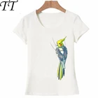 Новая летняя модная женская футболка, хипстерские крутые футболки с принтом в виде кокатила, забавные Дизайнерские повседневные топы с птицами, милые футболки с коротким рукавом