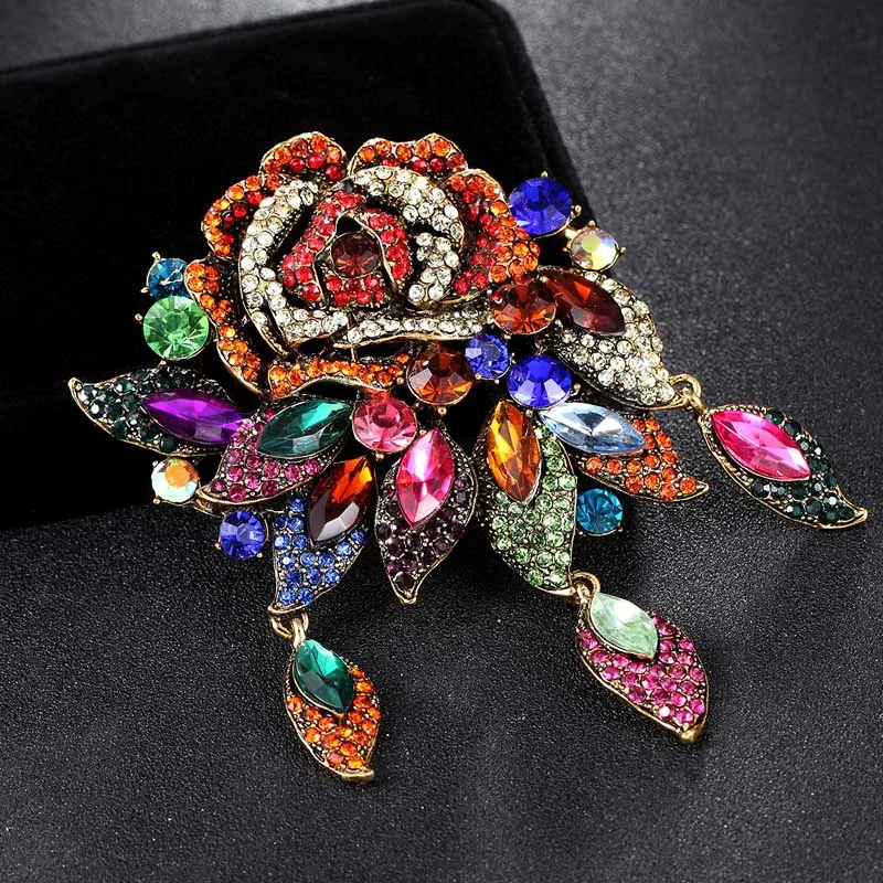 

Donia jewelry Color Rhinestone Rose Brooch Ms. Fashion High-end Jewellery Scarf Accessories Women's Bag Accessories
