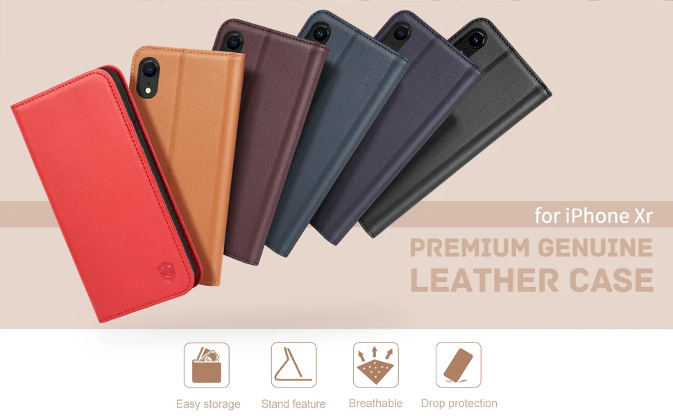 Чехол-Кошелек SHIELDON для iPhone XR, с натуральной кожей 【кредитная карта holder【rfid blocking】【магнитная одежда 【kickstand】