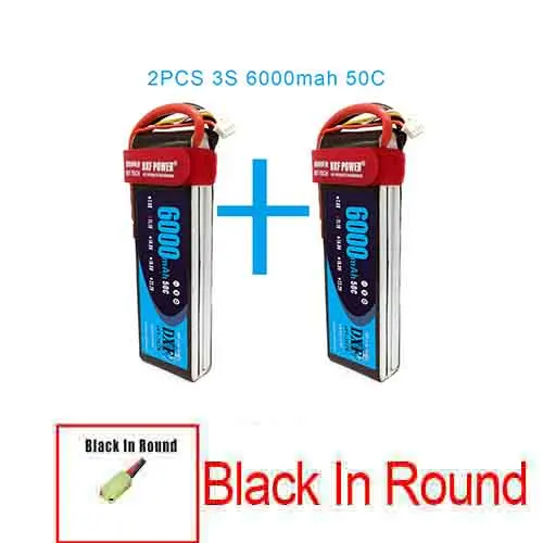 3S6000mah50C-Black 2 шт. DXF 2S 3S 4S 6S 7,4 V 11,1 V 14,8 V 22,2 V 6000mAh 50C Lipo батарея rex-450 вертолет с фиксированным крылом Квадрокоптер RC автомобиль Лодка - Цвет: 3S6000mah50C-Black