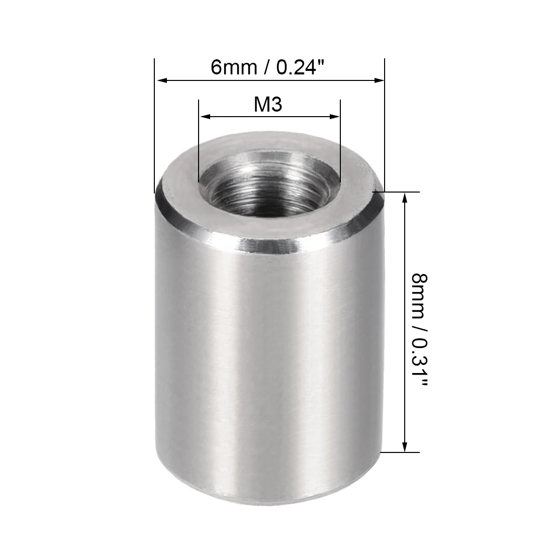 Uxcell 10 шт. круглое соединение соединительные гайки M3x8 M4x10 M6x10mm высота рукава стержень шпилька гайка нержавеющая сталь 304 крепежные детали
