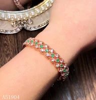 kjjeaxcmy boutique jewelry 925 sterling silver inlaid natural emerald gemstone bracelet support test