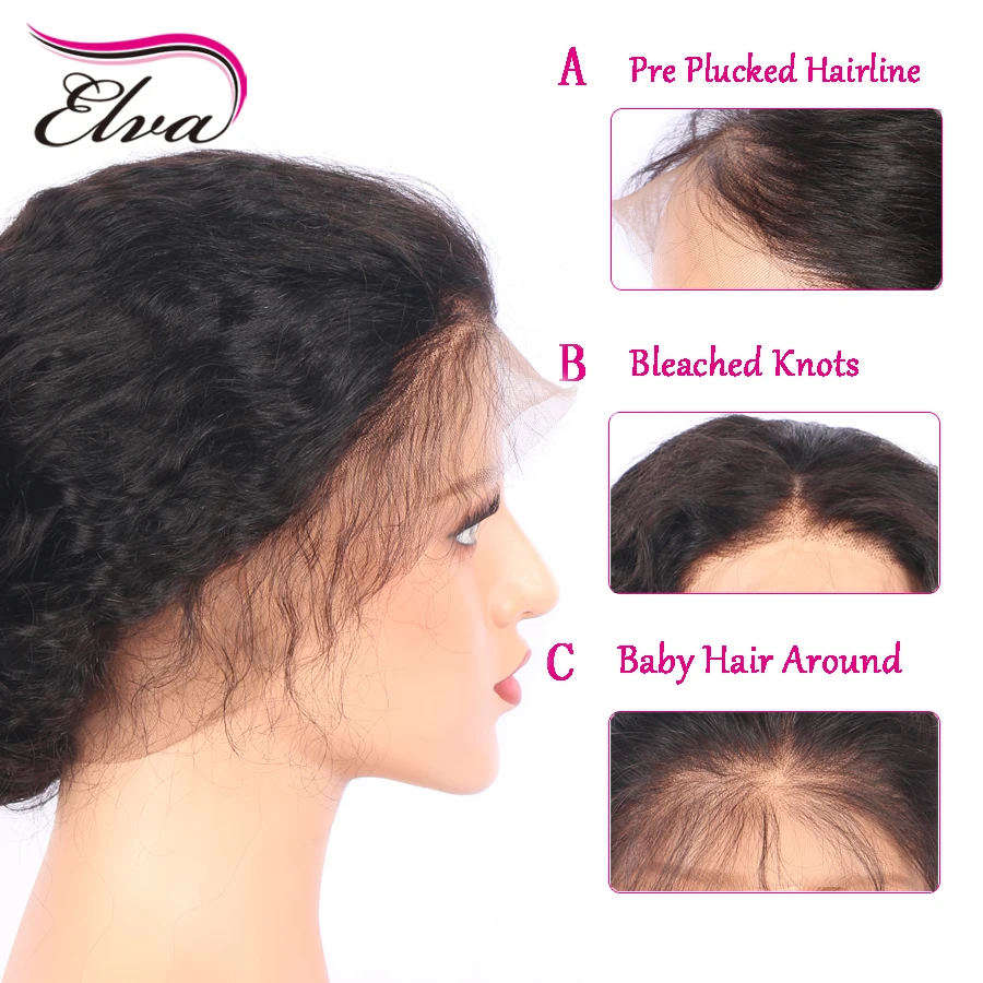 Elva волосы объемная волна 150 плотность кружевные передние человеческие парики