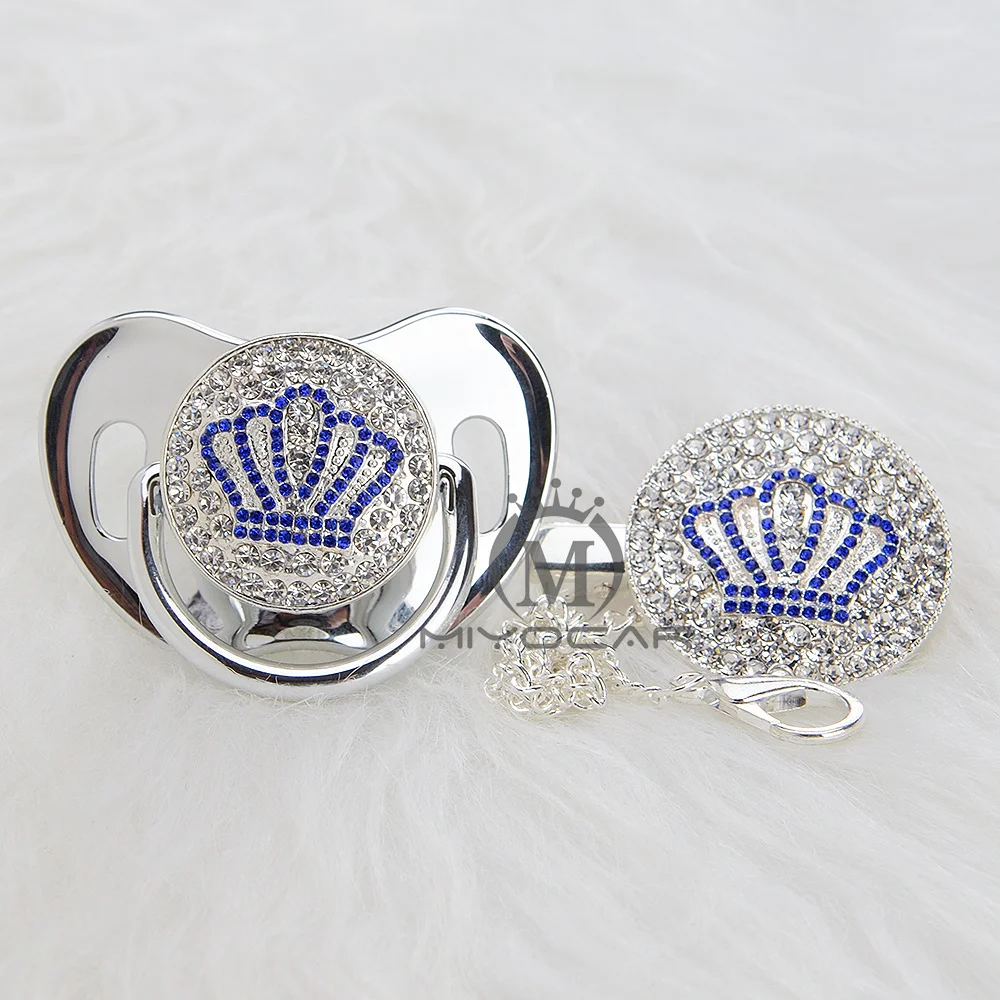MIYOCAR Золотой красивый золотой bling Корона соска и соска клип набор BPA бесплатно пустышка bling уникальный дизайн ABCB-1