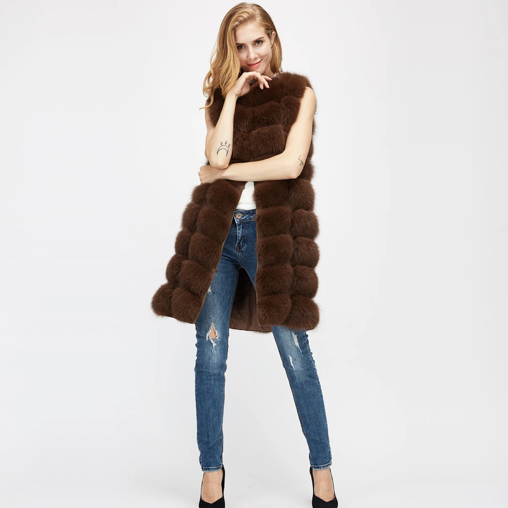 Maylofuer натуральным лисьим Меховой жилет женские с мехом натурального Меха