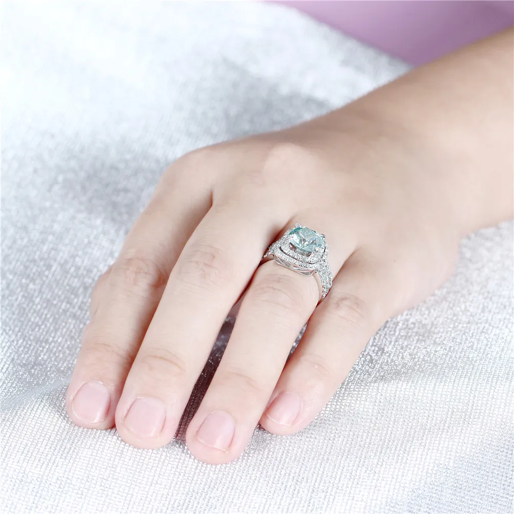 DovEggs Стерлинговое Серебро 925 пробы Центр 9*9 мм срез на подушке Муассанит Halo