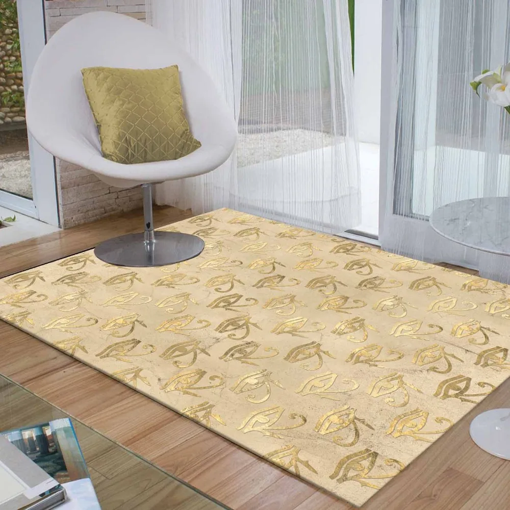 

Else Brown Floor Golden Eye Ethnic Egypt Design 3d Print Non Slip Microfiber Living Room Decorative Modern Washable Area Rug Mat