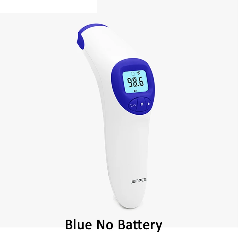 Blue no battery Цифровой инфракрасный термометр Детский Взрослый лоб Бесконтактный инфракрасный термометр с ЖК-подсветкой Прямая - Цвет: Blue no battery