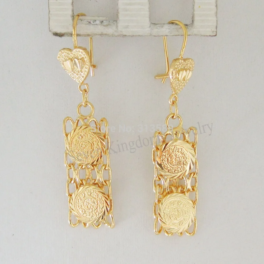 Новый желтый золотистый GP мусульманский знак денег серьги браслет ожерелье