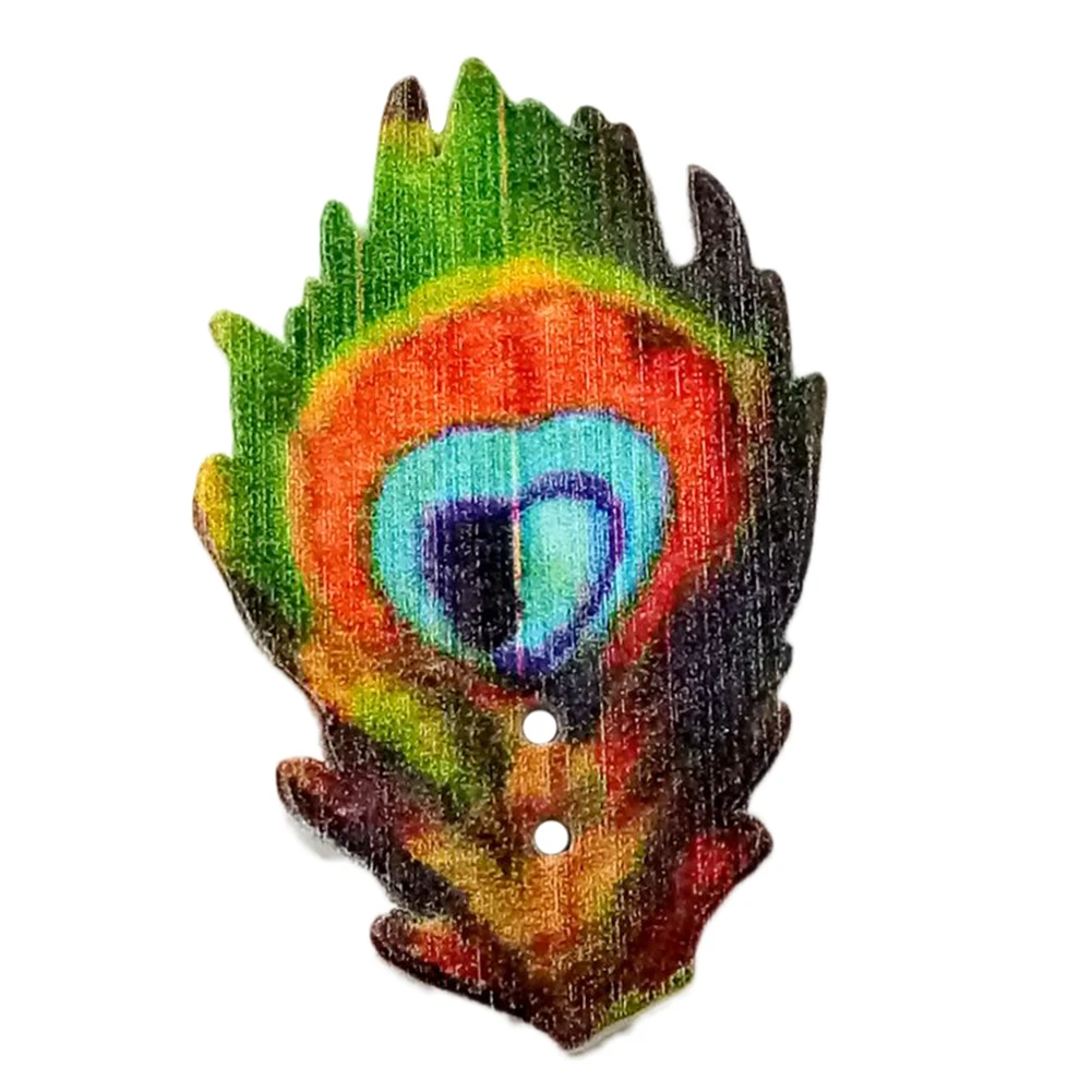 50 шт. Павлин Перо деревянный Пуговицы DIY Вышивание рукоделие Скрапбукинг Craft | Дом