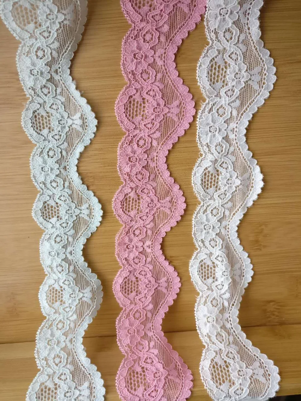 Оптовая продажа красивая эластичная кружевная бейка розового цвета слоновой