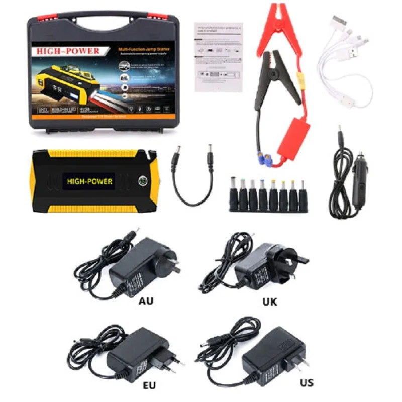 12V портативный многофункциональный стартер 4USB 600A Автомобильный Аккумулятор Booster