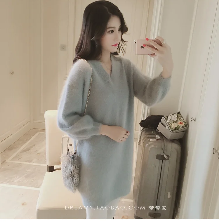 Luxury clothes Sweaters fashion women korean style Dress knitting for womens warm sweaters Shaggy coat Knitted pullover B3963 | Женская