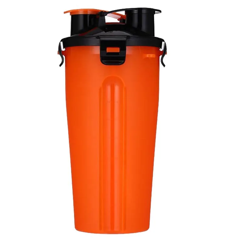 Orange0 Портативный бутылка для воды для собак и Еда контейнер 2-в-1 с складная миска для собак для кошек домашних животных щенков путешествия воды раздаточная чашка PW016 - Цвет: Orange0