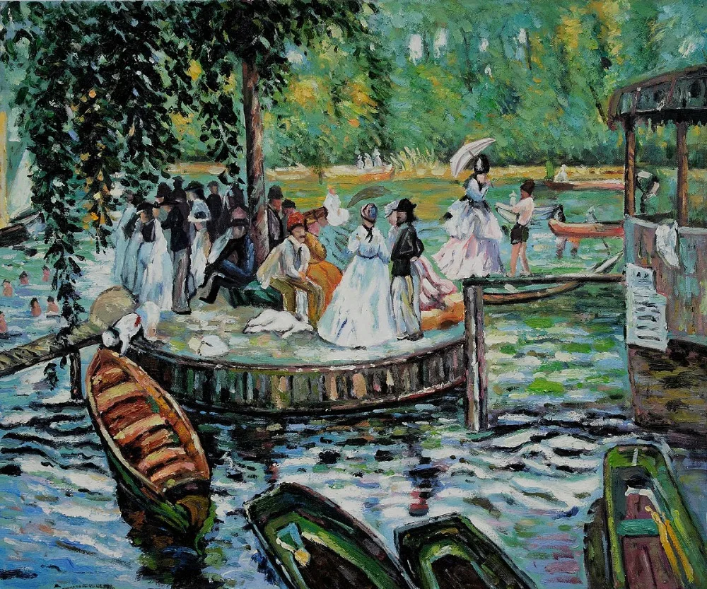 

High quality Oil painting Canvas Reproductions La Grenouillere (The Frog Pond) By Pierre Auguste Renoir hand painted