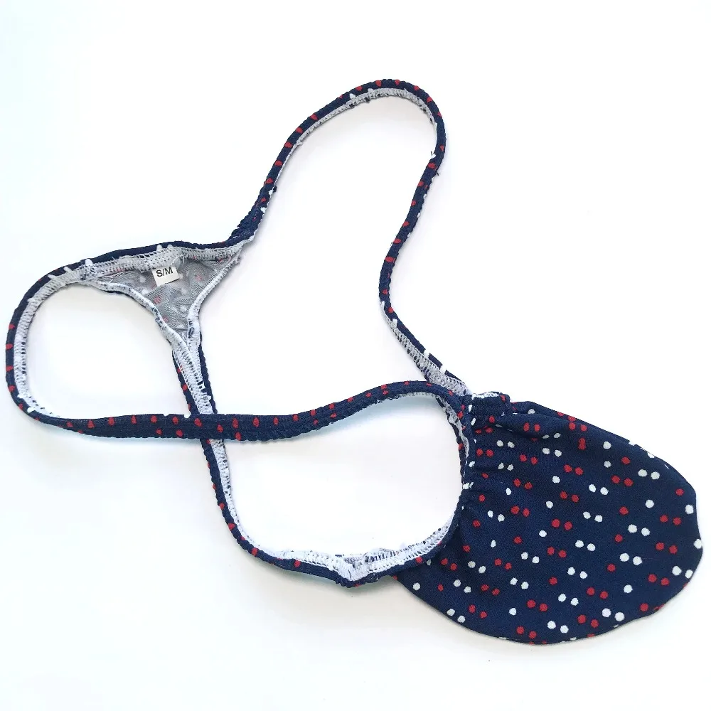 

Mens Sexy Thong Bulge Pouch T-back Grape Smugglers stretchy Jersey G4034 men underwear Dots prints