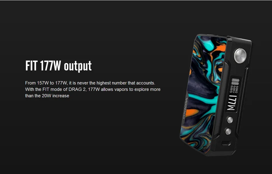 177 Вт VOOPOO DRAG 2 Коробка мод Vape питание от Двойной 18650 батареи для 510 нить атомайзер электронная сигарета