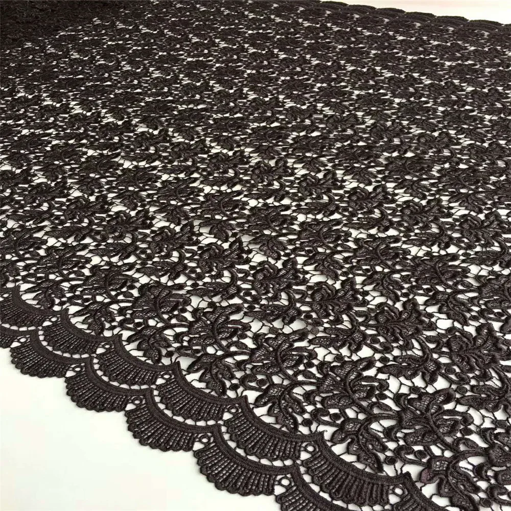 Best Selling Nigeria Embroidery Cord Lace High Quality Guipure Chemical Dress 5 Yards Fabric Black African Laces X669-1 | Дом и сад