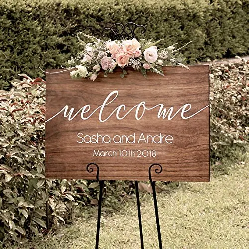 

Personalised Wedding Welcome Sign Bride and Groom Names Wedding Date Customized Entrance Welcome Wedding Sign,Rustic Party Sign