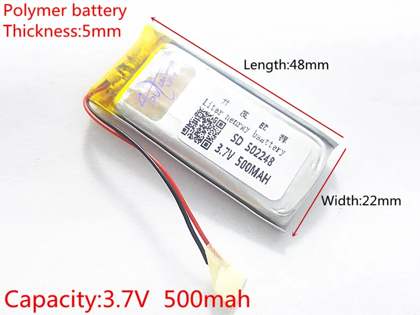 3 7 V 500 mAH 502248 PLIB полимерный литий-ионный/литий-ионный аккумулятор для GPS mp3 mp4 mp5 dvd