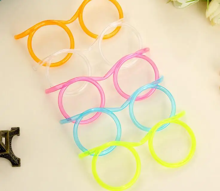 

DIY Straw Children's Creative Cartoon Cute Fun Wacky Glasses Straw Toys Household items Drinkware Birthday party Supplies