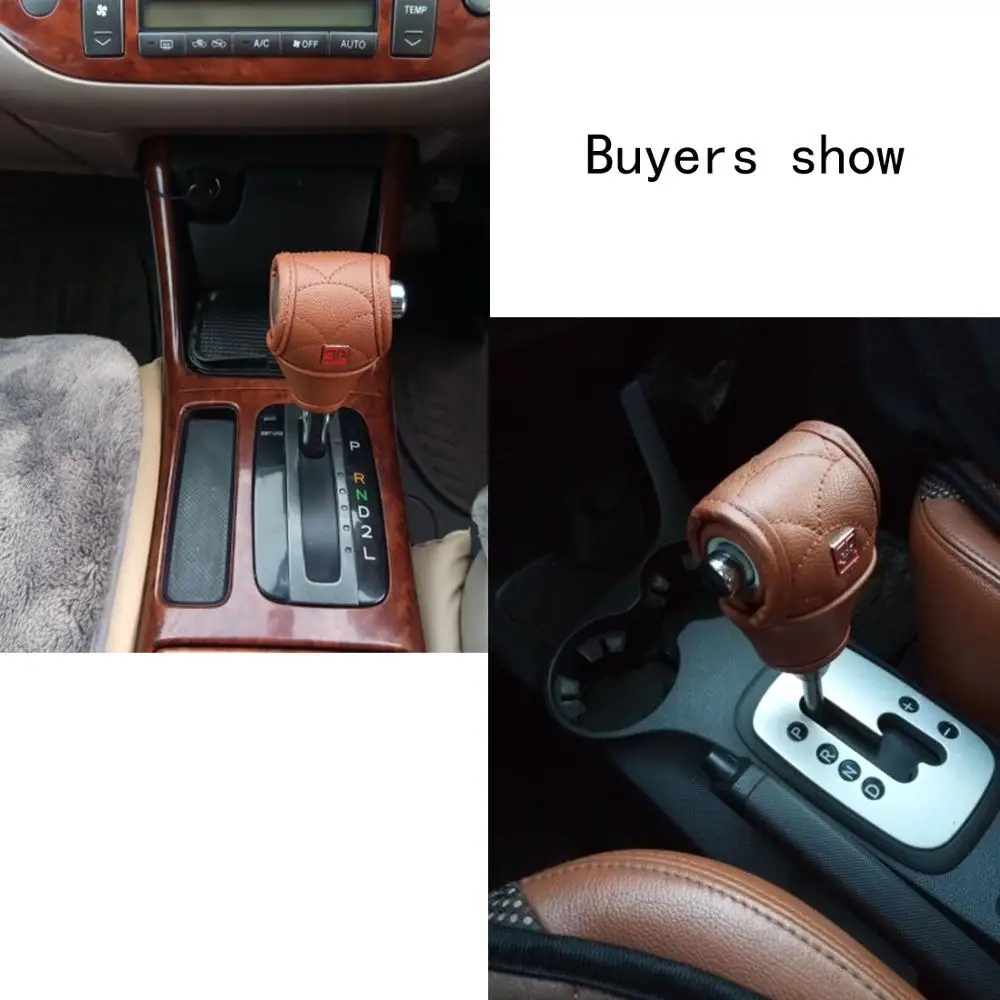 Non-Slip UXCELL Brown Faux Leather Cover Sleeve Protector for Car Manual Shift Knob, Fits Most Car Shift Knobs image 6