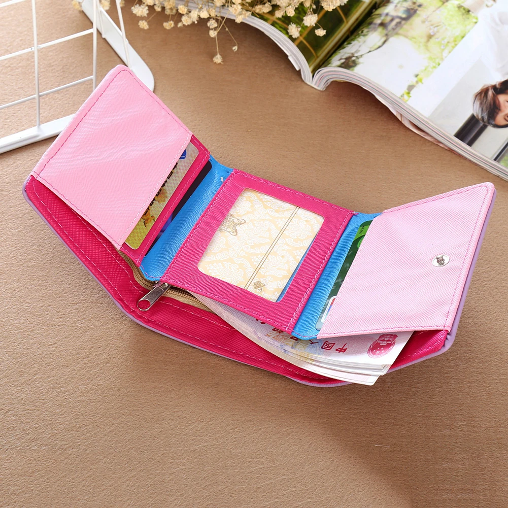 Женский милый кошелек с мультяшным котом держатель для карт тройной складной