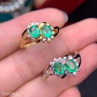 kjjeaxcmy boutique jewelry 925 silver inlaid natural emerald luxury ring support detection