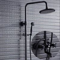 Elegant Bathroom Shower Bar System, Solid Brass, Oil Rubbed Bronze / Black, K87-X1, Idea for Out Door Showering