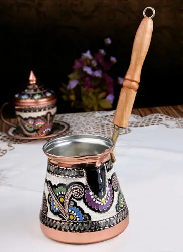 Вышитый медный Турецкий кофейник Ibrik винтажный Jazzva Briki