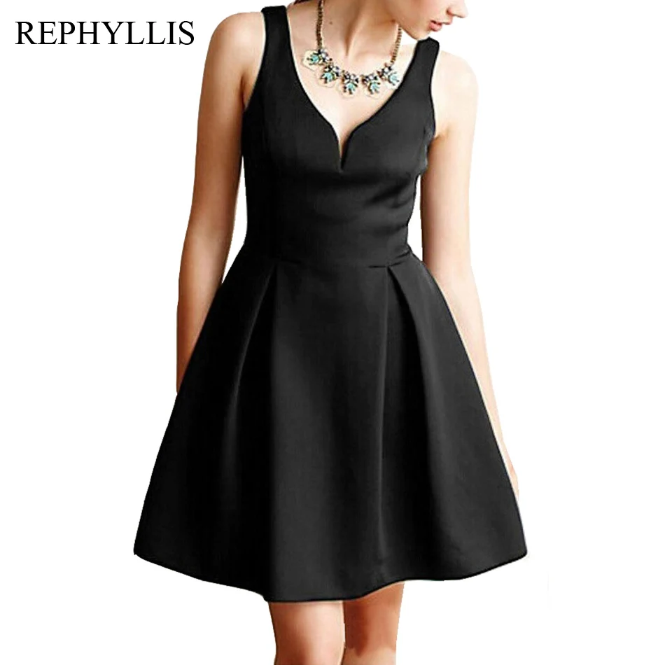 

REPHYLLIS Women Deep V Neck Sexy Sleeveless Summer Vestido Club Prom Cocktail Party Gowns Backless Night Out Bodycon Slim Dress