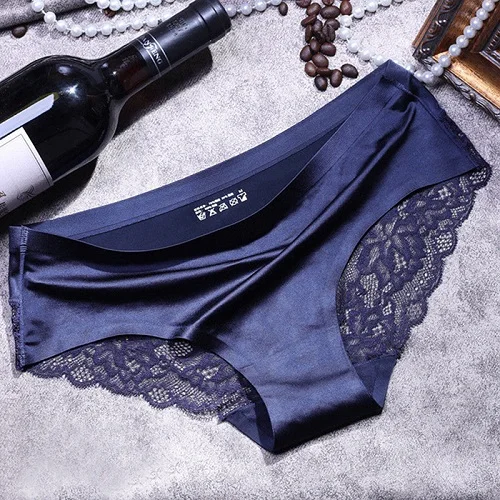 dark blue Лидер продаж! Женские сексуальные кружевные трусики, бесшовное нижнее белье, шортики хлопковые трусики для дам, прозрачное нижнее белье, трусы - Цвет: dark blue