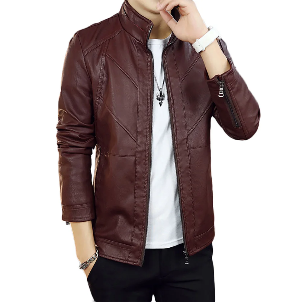 Мужская кожаная куртка, верхняя одежда, весна-осень, куртка из искусственной кожи, размер M-3XL B0192 от AliExpress RU&CIS NEW