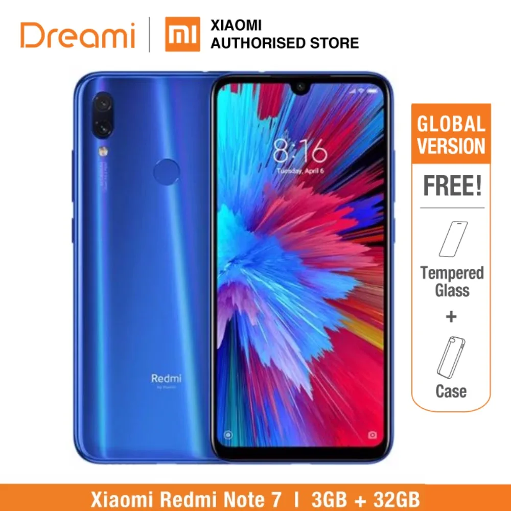 Blue 32GB Глобальная версия Redmi Note 7 32 Гб rom 3 Гб ram(Совершенно новая и запечатанная коробка) note7 32 Гб - Цвет: Blue 32GB