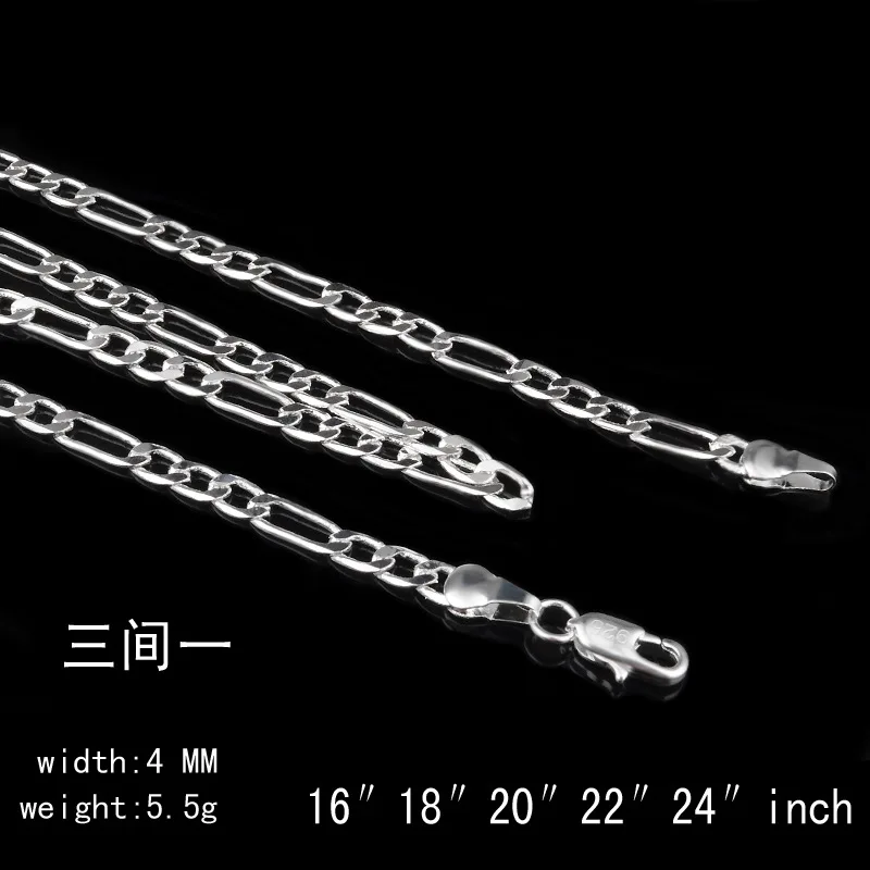 TJP 4MM New Fashion Women Necklace Chain Popular 925 Sterling Silver Men Chains Jewelry Hot Sale Party Choker | Украшения и