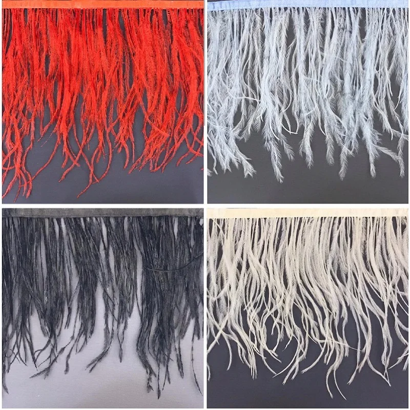 16-18cm Lenght Ostrich feathers on a ribbon for sewing dresses boa and other price per meter DIY beautiful fringe trims MA | Дом и сад