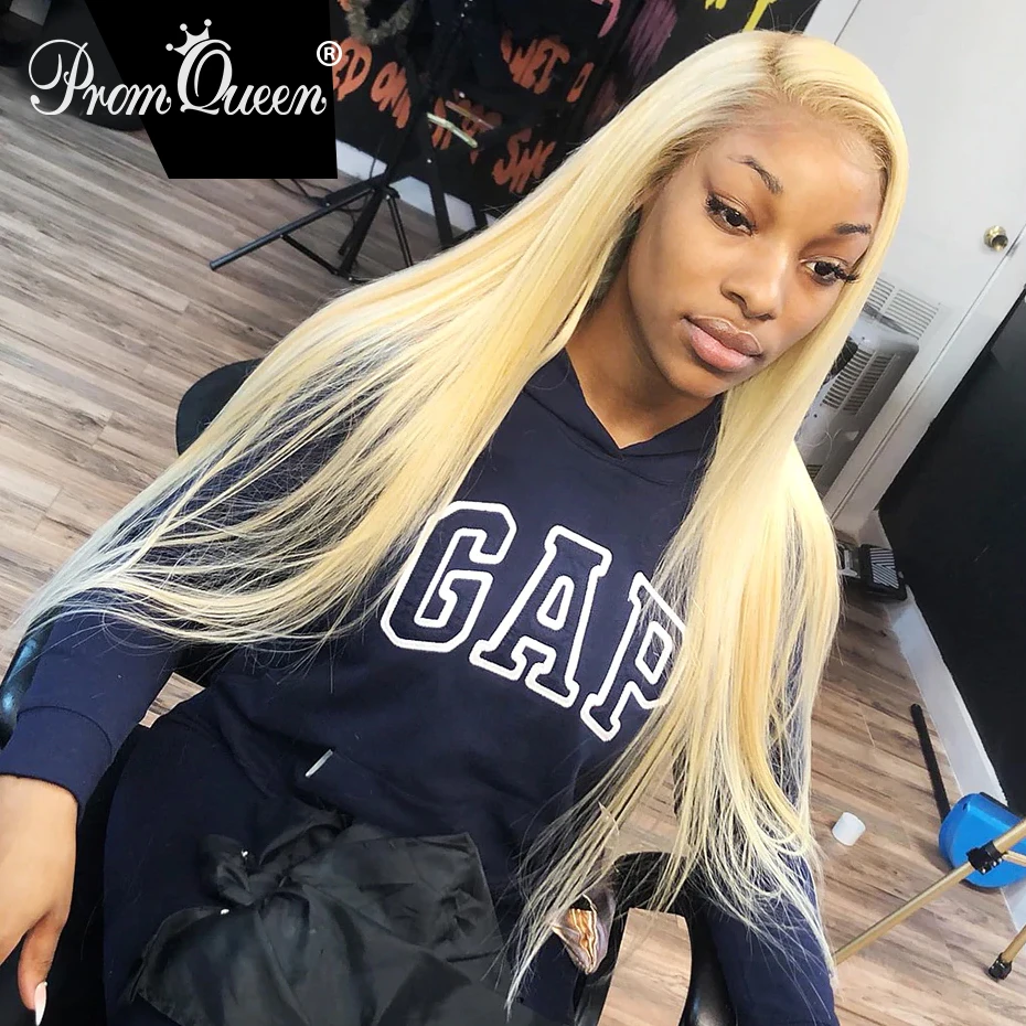 Promqueen 613 медовый блонд 13*6 кружевные передние человеческие волосы парик предварительно сорванные бразильские волосы прямые парики с детскими волосами бесклеевые парики