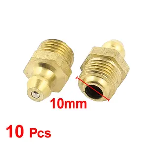 X Autohaux 10 мм Наружная нить, прямая гидравлическая смазка, фитинг для сосков золотого тона, 10 шт.
