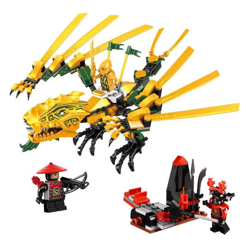 Совместимость Legoe Ninjagoes 70503 LELE 79112 252 шт. блоки Ninjago рисунок золотой дракон игрушки