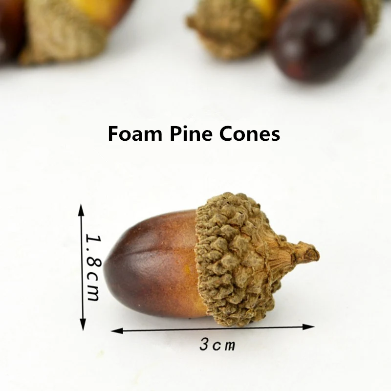 Cheap 50pcs 3cm Acorns Mini Artificial Fake Foam Fruits And Vegetables Berries Flowers For Wedding Christmas Tree Decoration images - 6