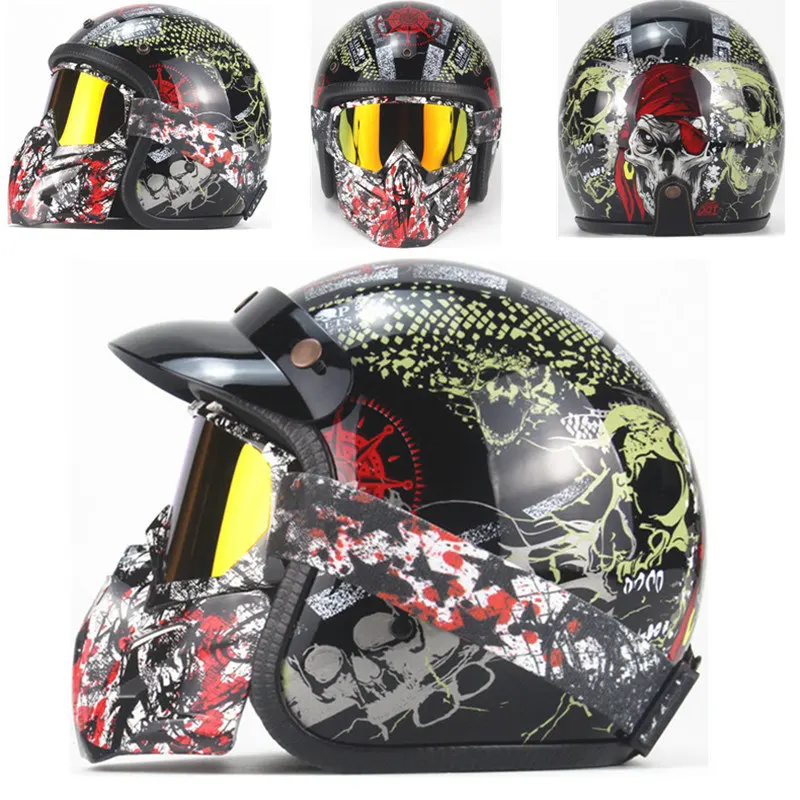 HD Black 2 3/4 шлемы moto rcycle с открытым лицом винтажные moto rcycle moto rbike Chopper стиль moto шлем с goggle mask - Цвет: HD Black 2