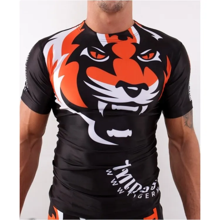 SOTF облегающая эластичная одежда для бодибилдинга Tiger Muay Thai MMA боксерская рубашка