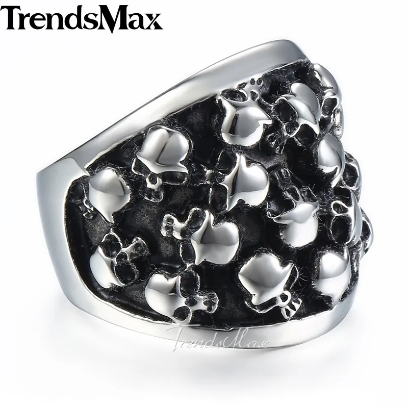 Мужское кольцо панк-рок Trendsmax из нержавеющей стали с черепом опт Прямая поставка
