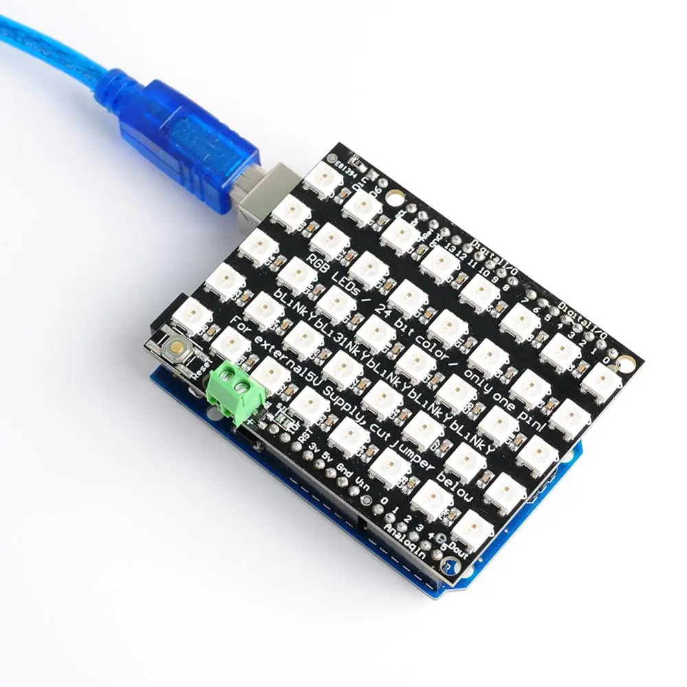 Светодиодный модуль для Arduino UNO R3 40 RGB WS2812 5X8 пикселей точечная матрица Адресуемая