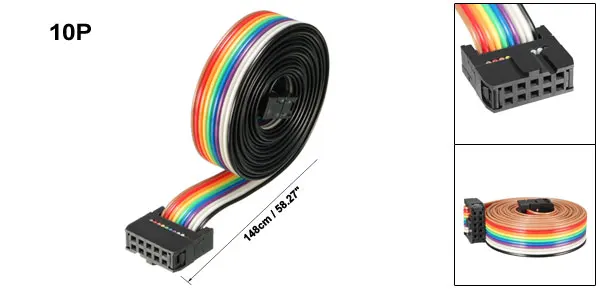 148cm Rainbow Uxcell 1 шт. IDC 10-контактный плоский ленточный кабель радуги Цвет серый 48/66/118/148 см длинные 2,54 мм Шаг кабель с гибкой перемычкой для печатных плат - Цвет: 148cm Rainbow