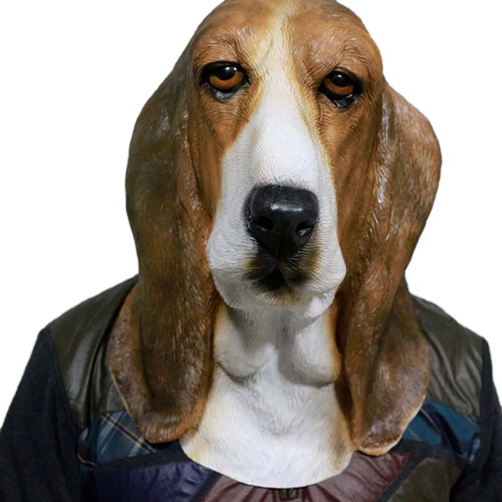 Hounds Mask Латексная Маска для головы животных, собаки, овцы, барана, козла, лисы, кролика, фермы, маски для животных, вечерние костюмы, театральный Хэллоуин - Цвет: Hounds Mask