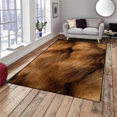 

Else Brown Buffalo Fur Animal Design 3d Pattern Print Non Slip Microfiber Living Room Decorative Modern Washable Area Rug Mat
