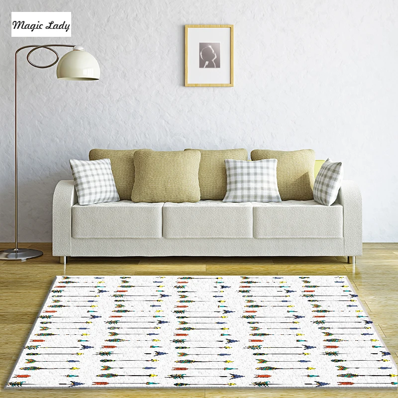 Carpet Color Indian Arrowheads Spears Minimalistic Ornaments Ethnic Tribal Living Room Bedroom Decor Pattern Horizontal White |