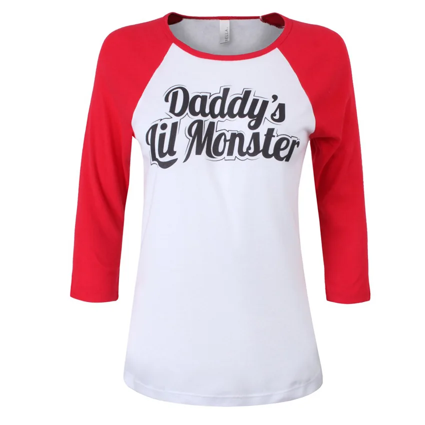 2017 Batman Suicide Squad Haley Quinn cosplay Daddy's Lil Manster T-shirt harley quinn top tshirt | Женская одежда
