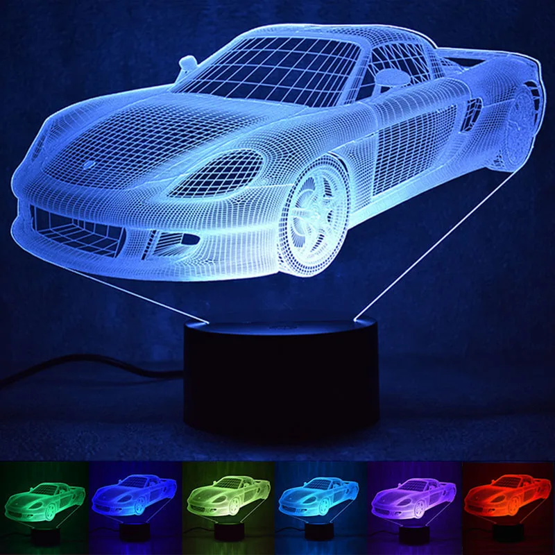 USB Powered гоночный автомобиль 3D ночник светодиодный настольная лампа Touch